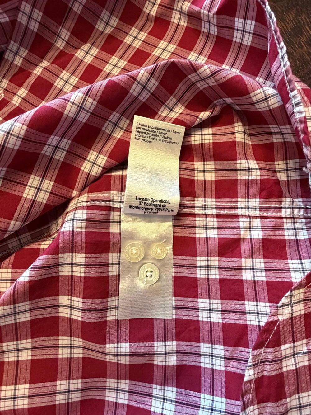 Lacoste Red Plaid Button‑Down Shirt - Picture 8 of 12